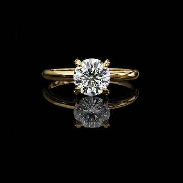 Round Cut Moissanite Diamond Brilliant Solitaire Engagement Ring with Plain Band