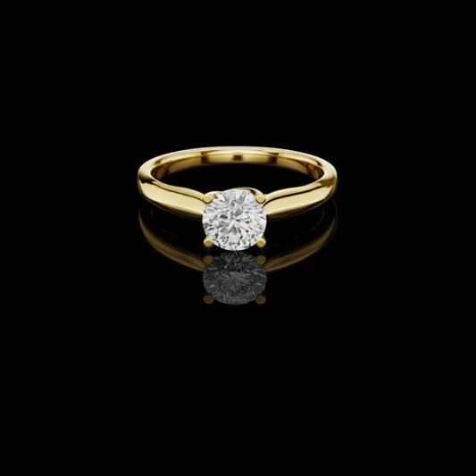 Round Cut Moissanite Diamond Minimalist Ring