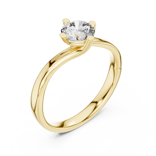 Round Cut Moissanite Diamond Swirl Band Engagement Ring - View 2