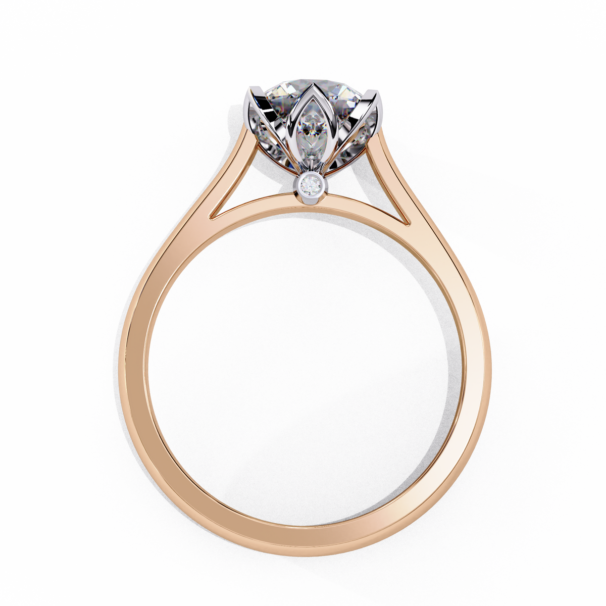 Rose gold ring with a diamond 