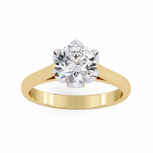 Round Cut Moissanite Diamond Cathedral Solitaire Ring With Hidden Stone - View 2