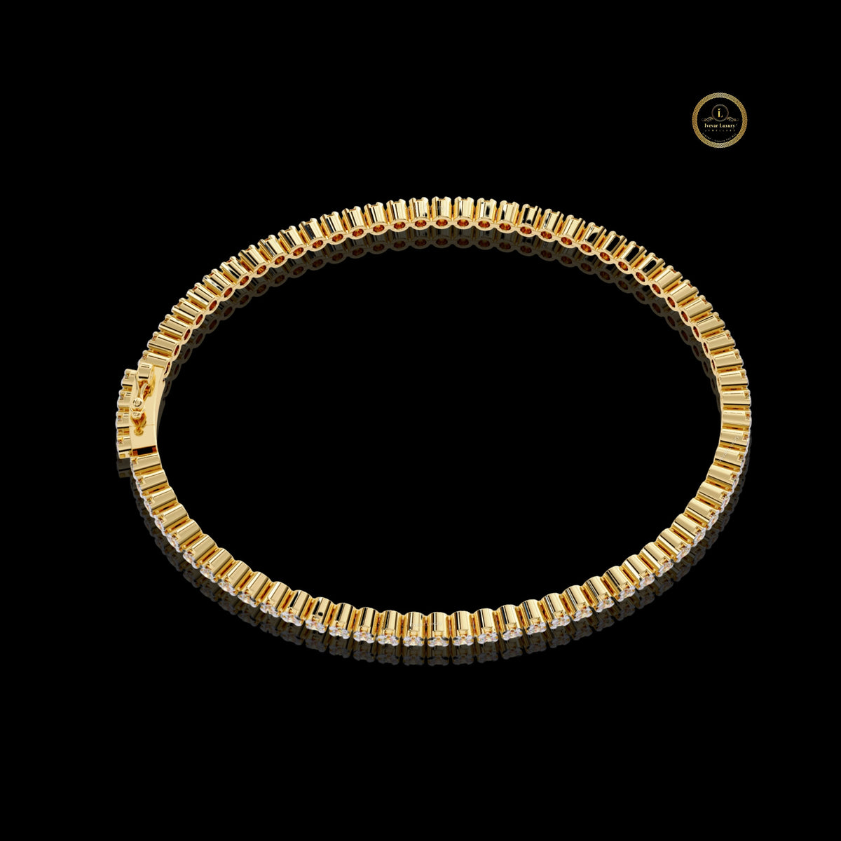 Round Cut Moissanite Diamond Box Clasp Tennis Bracelet - View 2