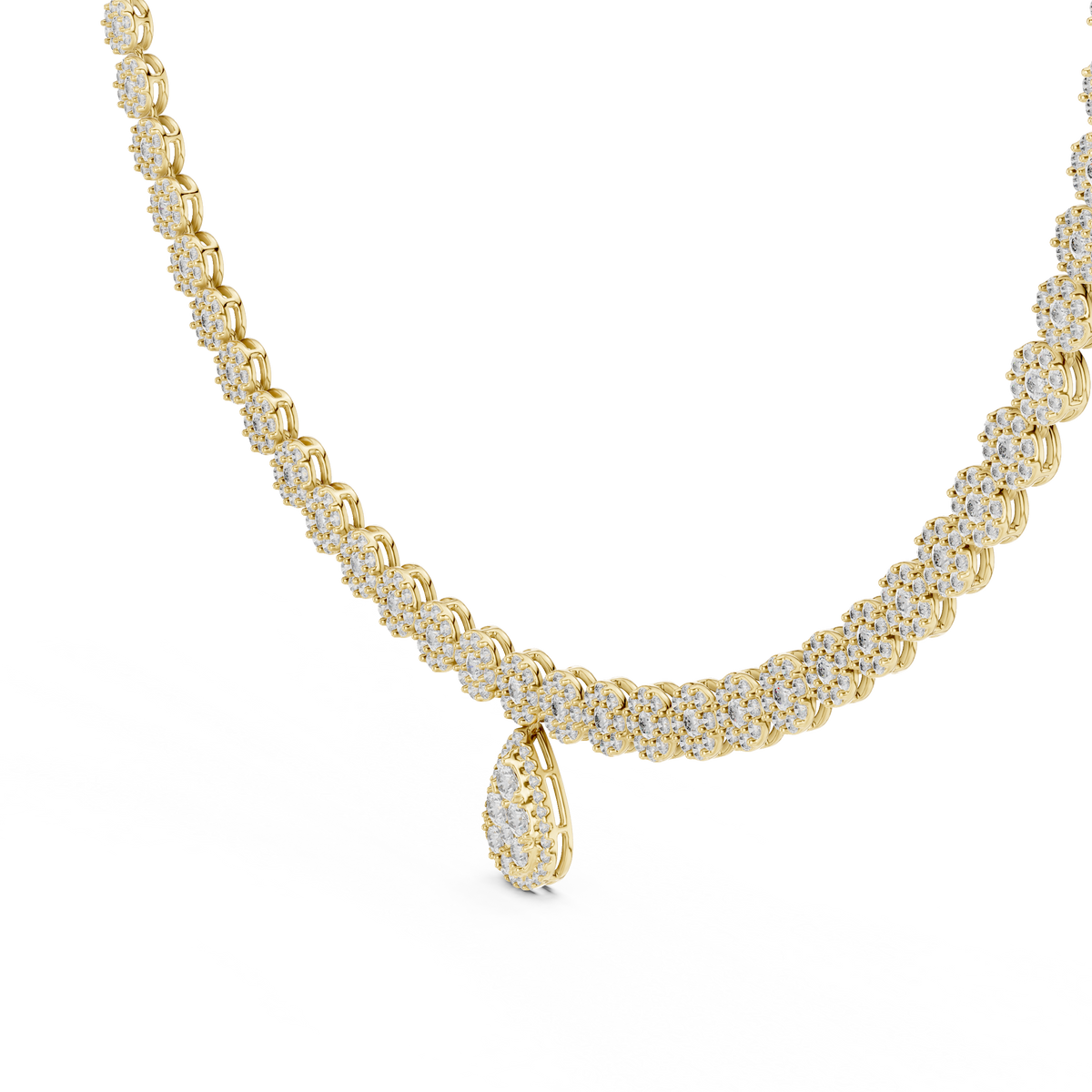 Round Cut Moissanite Diamond Drop Halo Necklace - View 6