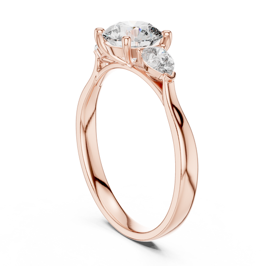 Round Three Stone Lab Diamond Engagement Ring For Women - View 2
