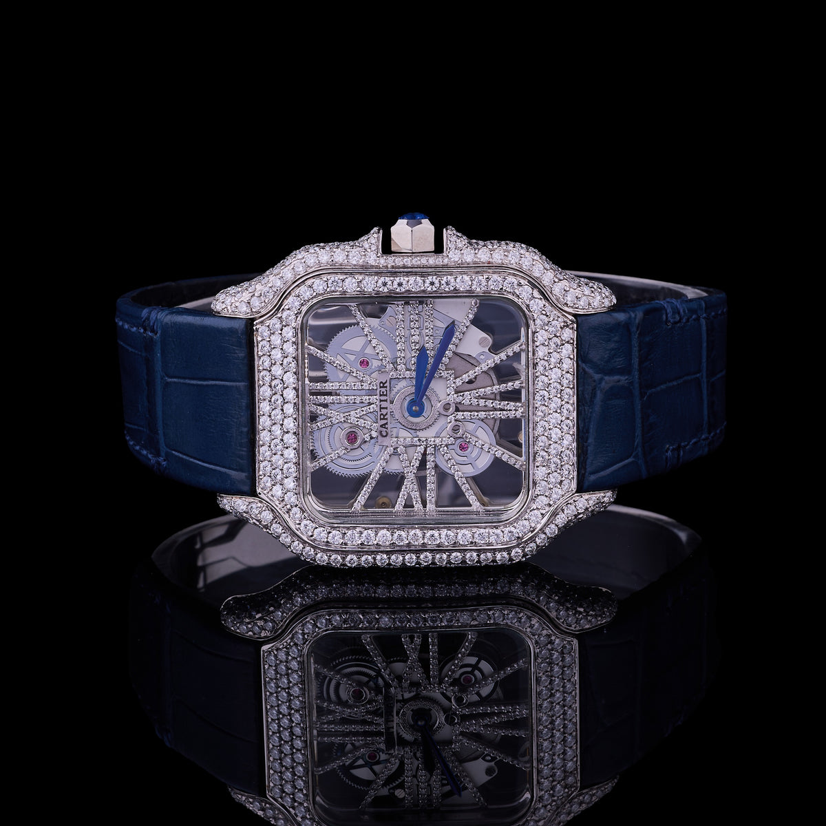 Royal Skeleton Moissanite Diamond Collection Luxury Open Work Timepiece And Signature Diamond Eyewear Set - View 3