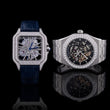 Royal Skeleton Moissanite Diamond Watch Collection Blue Sapphire Edition