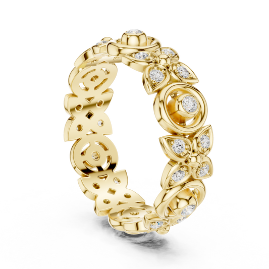 Heritage Inspired Round Cut Moissanite Diamond Eternity Ring - View 2
