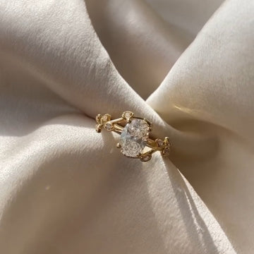 Nature Inspired Oval Cut Moissanite Diamond Vine Engagement Ring