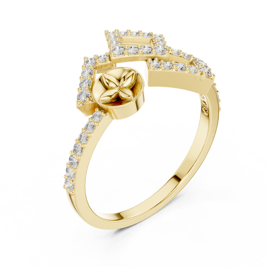 Double Square Pave Lab Diamond Statement Ring - View 2