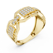 Round Cut Lab Grown Diamond Men's Rectangular Pave Openwork Gold Ring - View 2