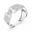 Round Cut Moissanite Diamond Men's Rectangular Pave Openwork Gold Ring - View 8