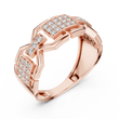 Round Cut Lab Grown Diamond Men's Rectangular Pave Openwork Gold Ring - View 5