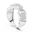 Round Cut Lab Grown Diamond Men's Rectangular Pave Openwork Gold Ring - View 9