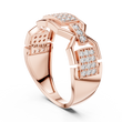 Round Cut Lab Grown Diamond Men's Rectangular Pave Openwork Gold Ring - View 6