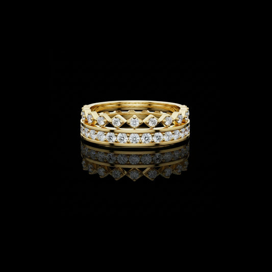 Round Cut Double Row Lattice Lab Diamond Eternity Band Ring