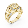 Round Cut Lab Grown Diamond Men's Geometric Double Pave Crest Engagement Ring - View 4