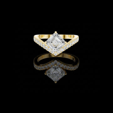 Chevron Asscher Cut Lab Diamond Ring For Women