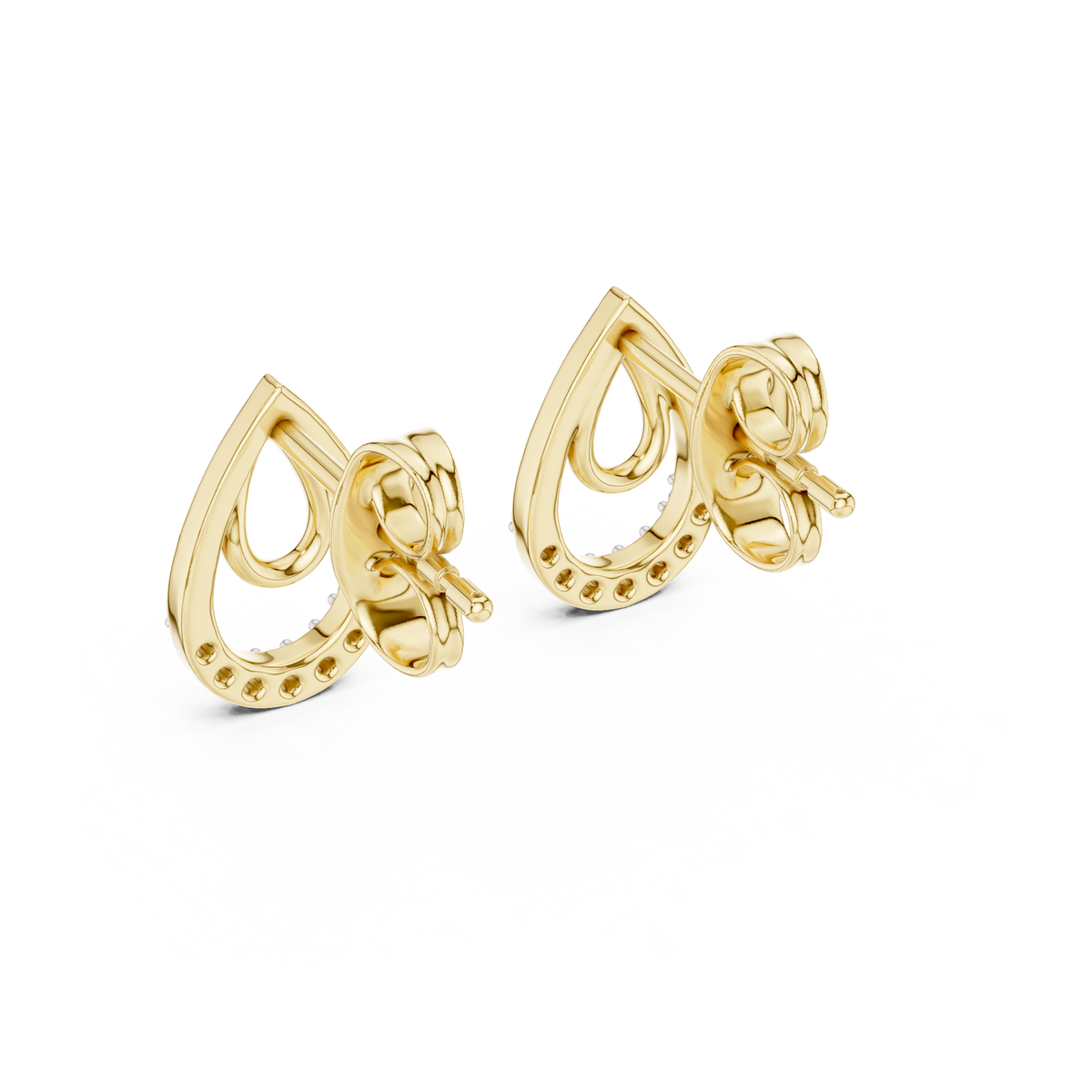 Iconic Loop Round Moissanite Diamond Stud Earrings with Interlinked Teardrop Elegance - View 10