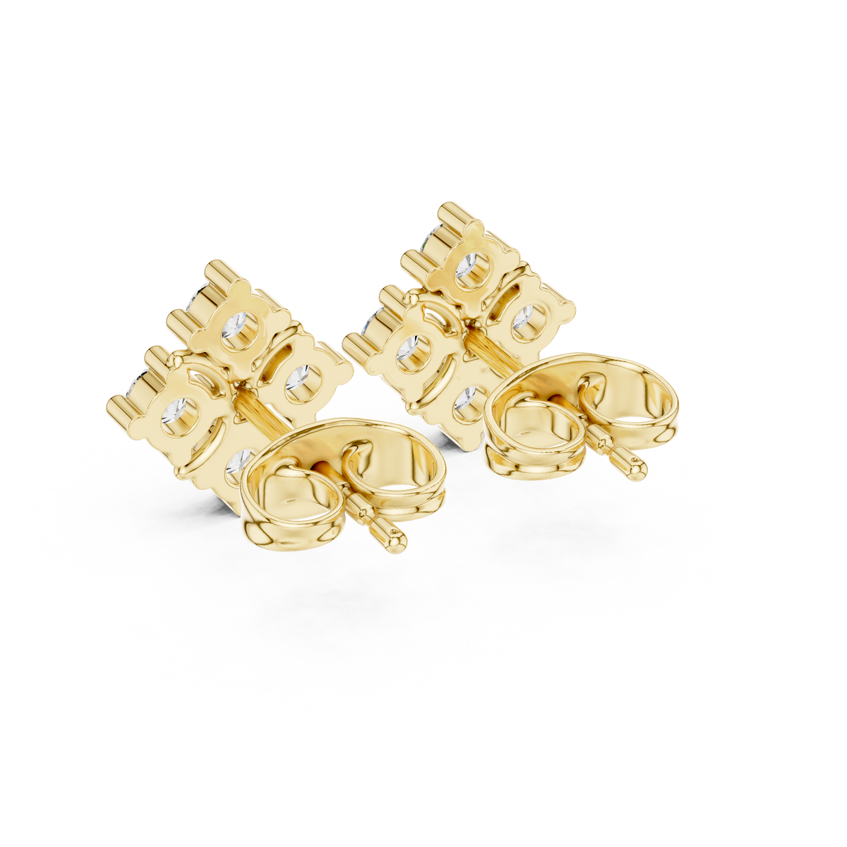 Floral Bloom Moissanite Diamond Stud Earrings with Round Brilliant Stones - View 7