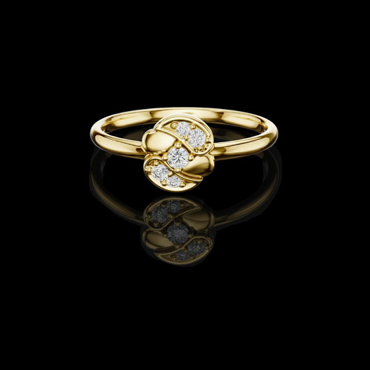 Sculpted Petal Round Cut Lab Diamond Cluster Engagement Ring