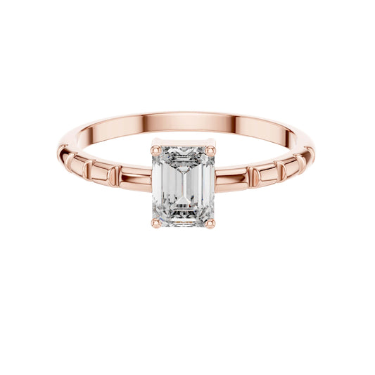 Minimalist Emerald Cut Lab Diamond Solitaire Engagement Ring - View 2