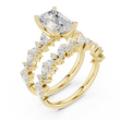 Emerald Cut Lab Grown Diamond Women's Marquise Cluster Bridal Ring Set - View 4