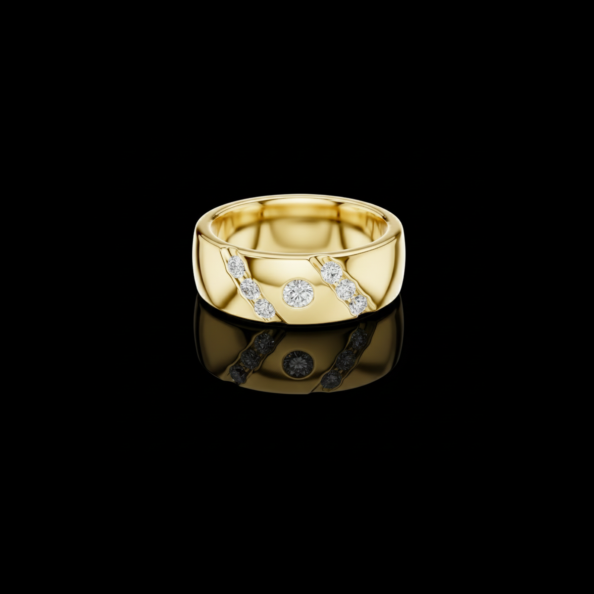Round Cut Lab Grown Diamond Men's Swirl Channel Set Heavy Statement Ring