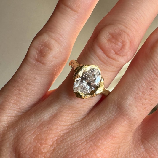 Oval Cut Lab Diamond Bezel Set Unique Style Solitaire Ring - View 2