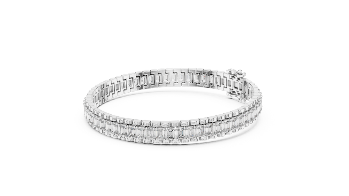 Emerald Cut Lab Diamond Inline Tennis Bracelet Sleek Channel Setting - View 12