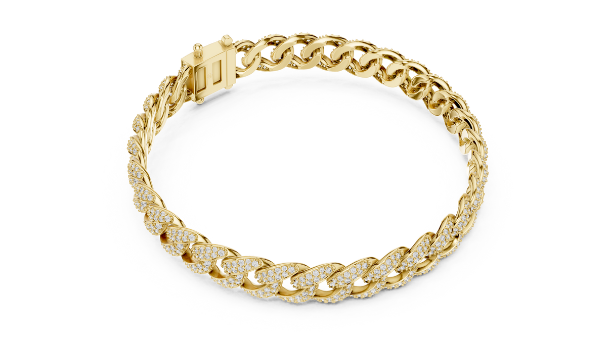 Round Cut Moissanite Diamond Miami Cuban Link Bracelet - View 7