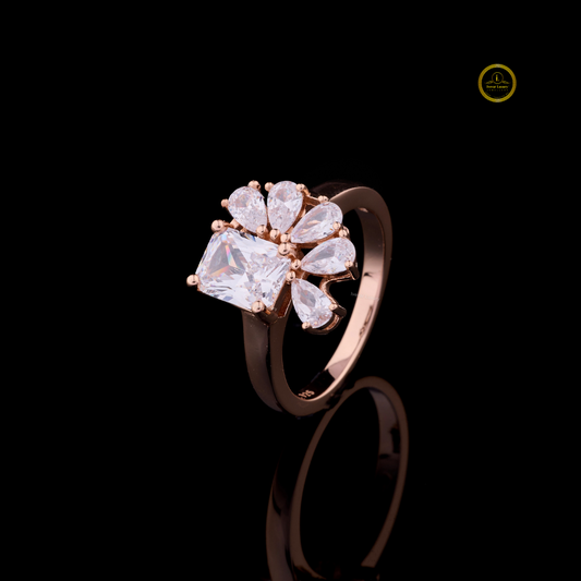 Radiant Cut Floral Pear Moissanite Diamond Cluster Engagement Ring - View 2