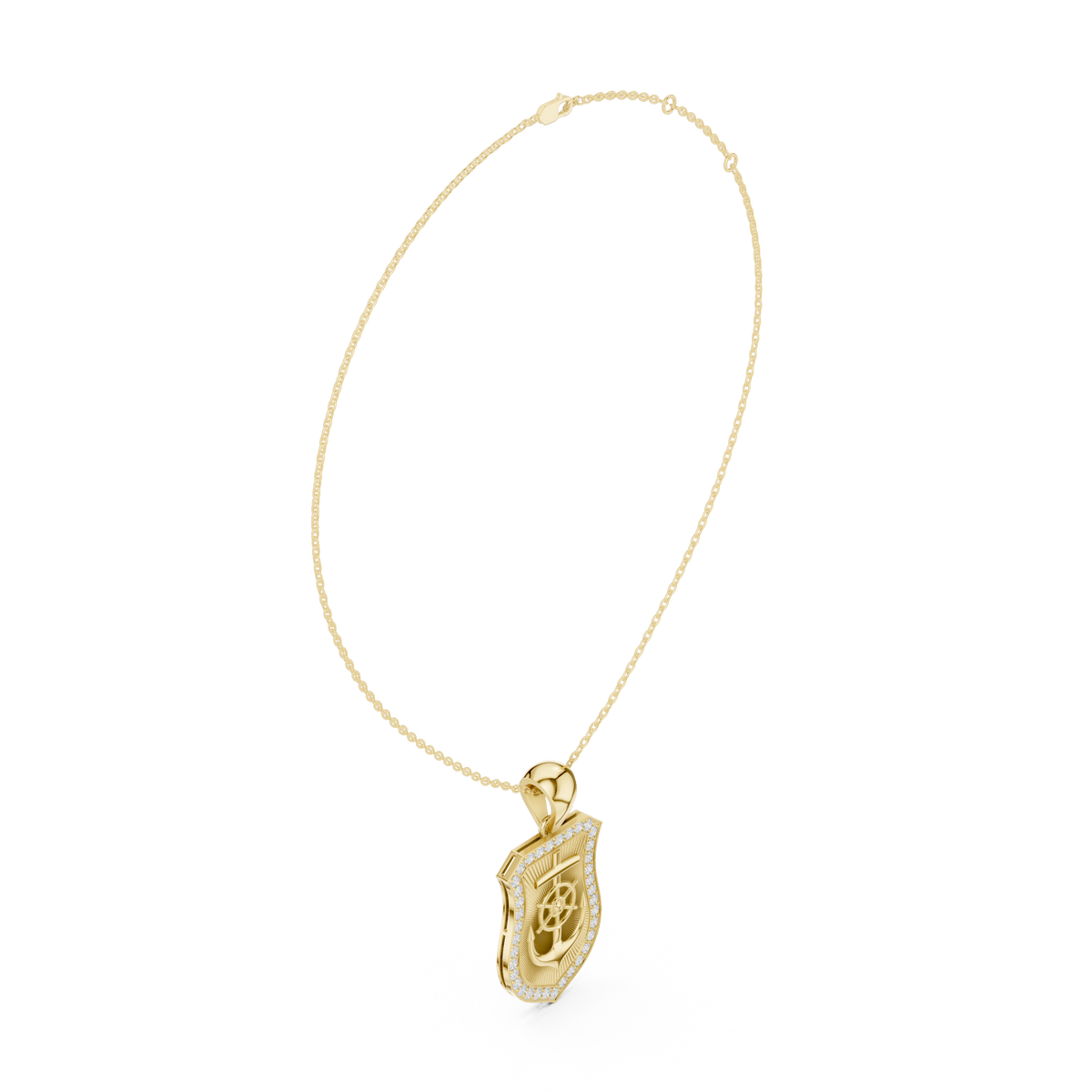 Dainty Geometric Shield Pendant with Round Moissanite Diamond - View 10