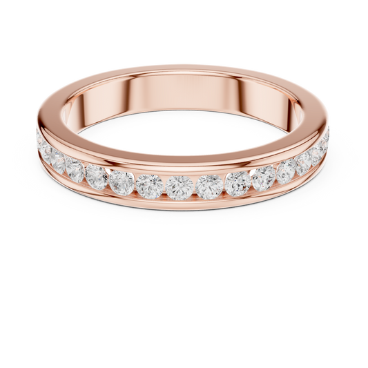 Modern Round Moissanite Diamond Channel Set Wedding Band - View 2