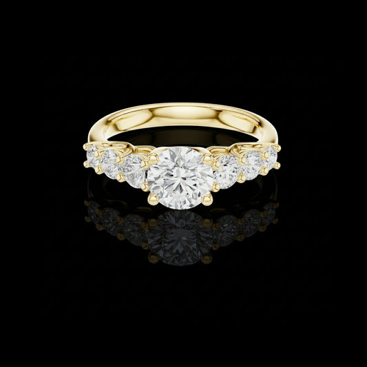 Round Moissanite Diamond Seven Stone Engagement Ring