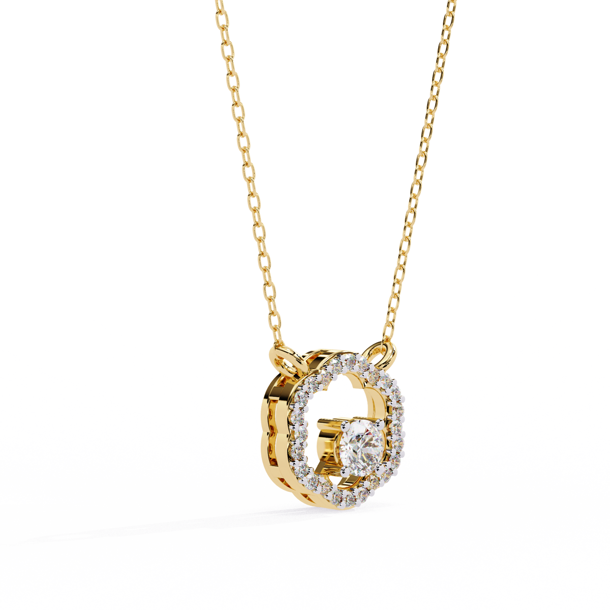Flower Shape Halo Pendant with Round Lab Grown Diamond - View 5