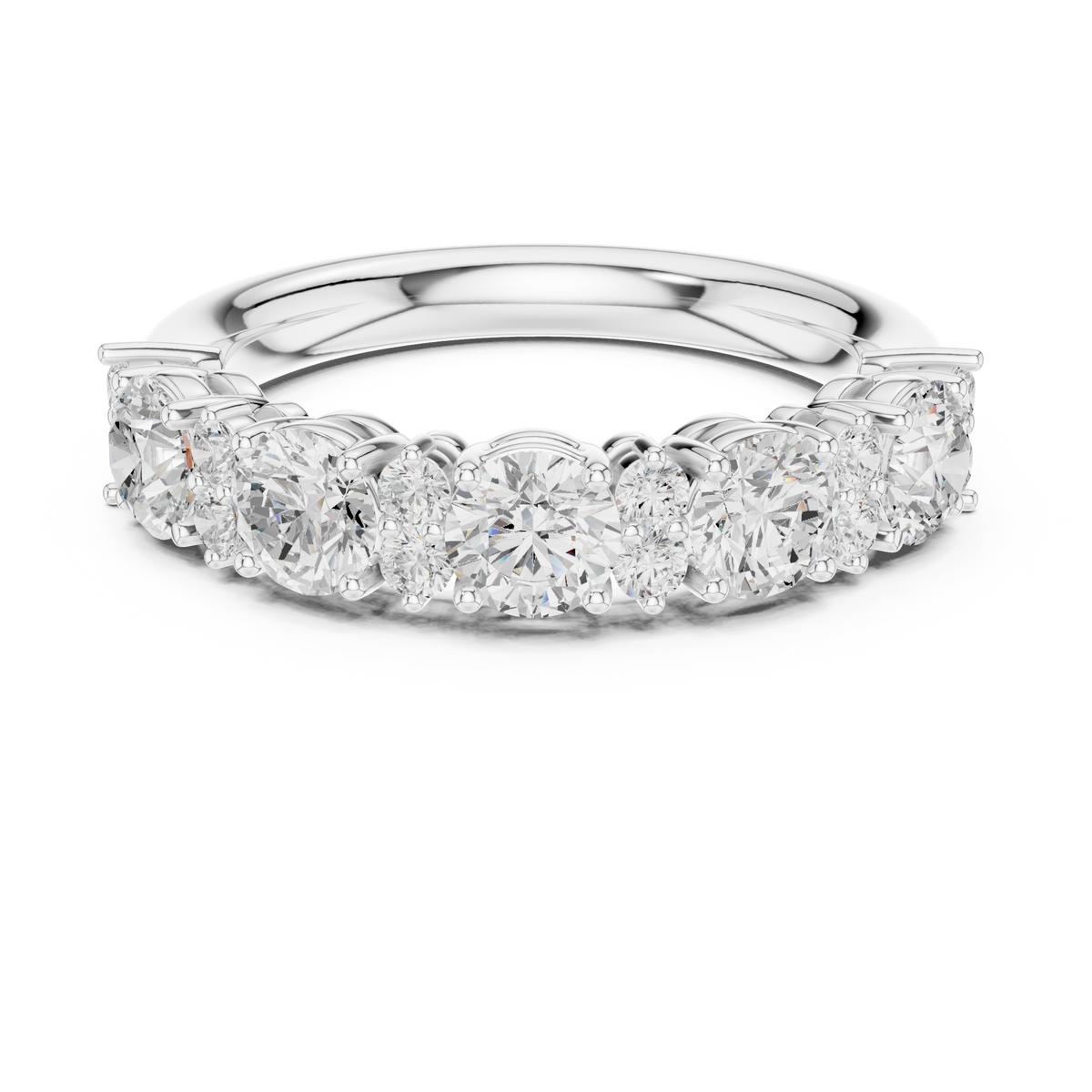 Timeless Round Lab Diamond Half Eternity Wedding Band - View 3