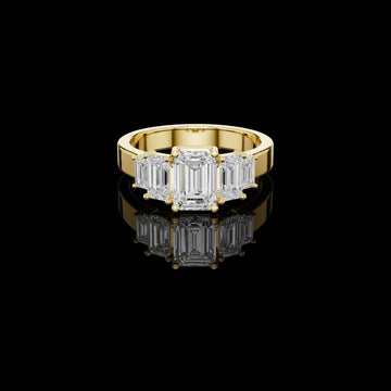Five Stone Emerald Cut Moissanite Diamond Anniversary Ring