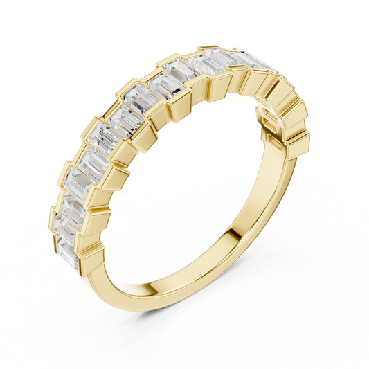 Baguette Cut Moissanite Diamond Half Eternity Wedding Band - View 2