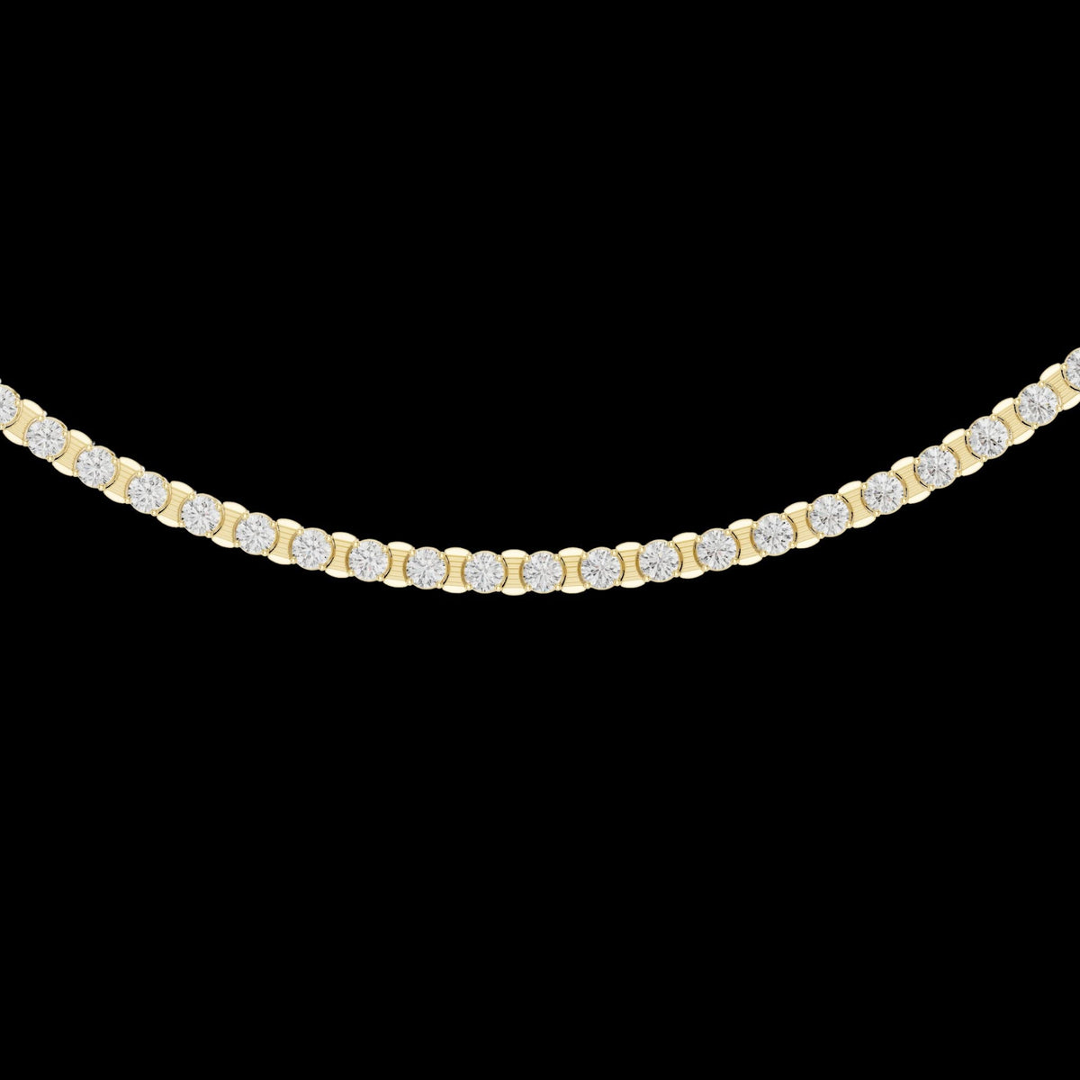 Bezel Setting Round Lab Grown Diamond Tennis Necklace