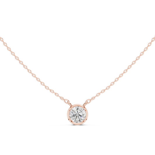 Solitaire Round Moissanite Diamond Pendant with Center Bezel Setting - View 2