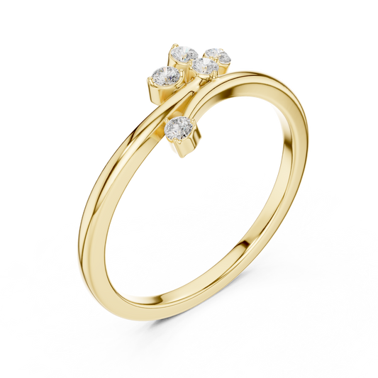 Moissanite Diamond Leaf Branch Open Bypass Ring - View 2