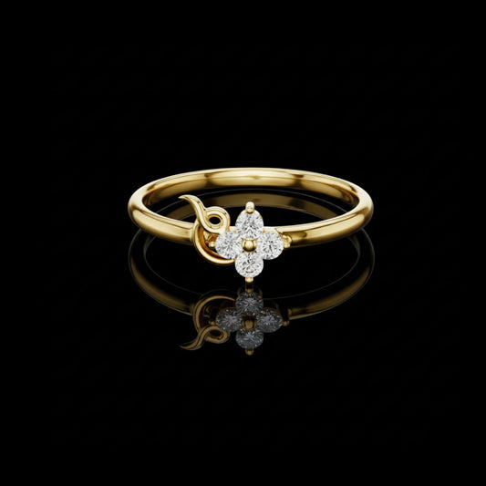 Round Floral Cluster Swirl Lab Promise Ring