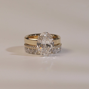 Oval Cut Moissanite Diamond Bridal Engagement Ring Set With Pave Band