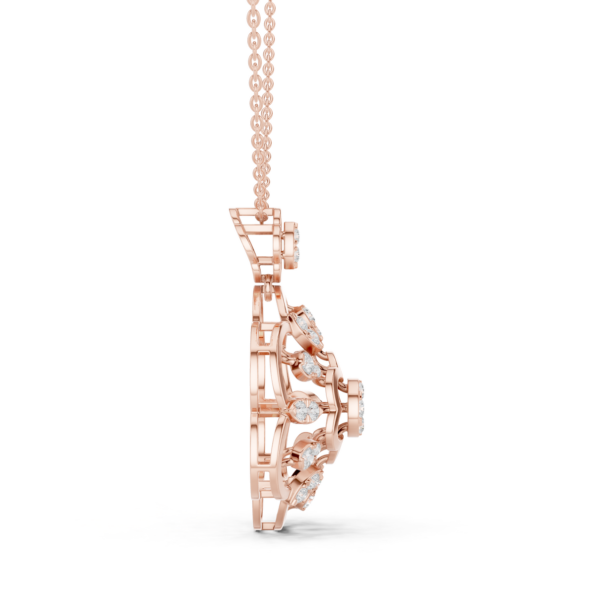 Floral Halo Setting Round Moissanite Diamond Pendant - View 5