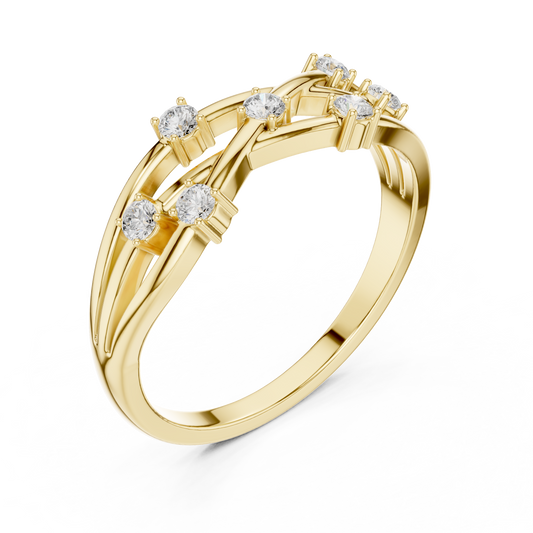 Round Cut Lab Diamond Criss Cross Multi Band Ring - View 2