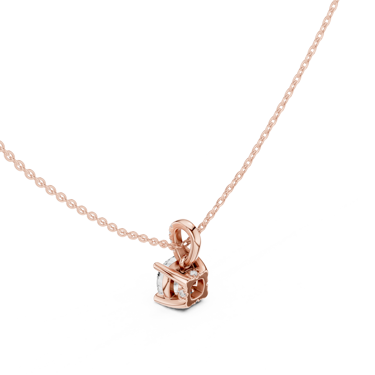 Cushion Cut Lab Grown Diamond Solitaire Pendant - View 5