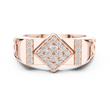 Round Cut Lab Grown Diamond Men's Architectural Vertical Pave Pillar Wedding Ring - View 2