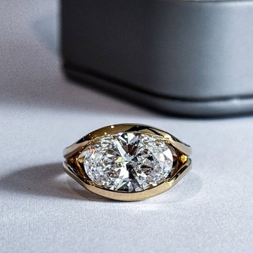 Oval Cut Bezel Set Lab Diamond Solitaire Ring
