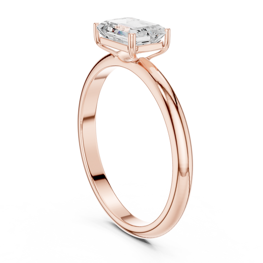 Emerald Cut Moissanite Diamond Solitaire Engagement Rings - View 2
