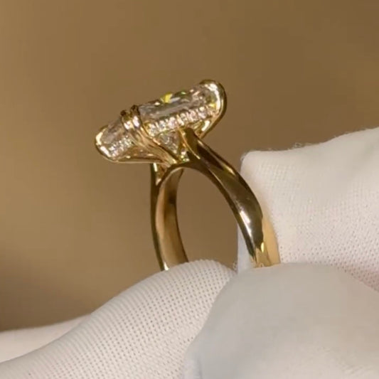 Hidden Halo Radiant Cut Lab Diamond Solitaire Engagement Ring - View 2